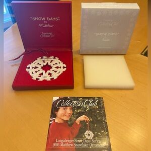 Longaberger Snow Days Series 2003 Ornament with Red Presentation Box